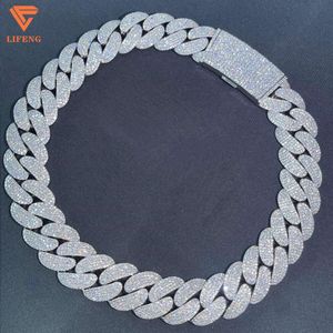 Lifeng Jewelry Iced Out Hip Hop Cuban Link Chain Full VVS Moisanite Diamond Miami Collier de chaîne cubaine pour hommes