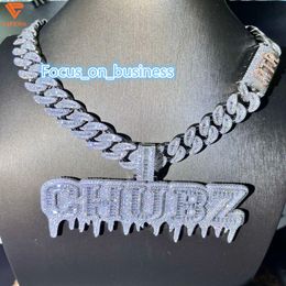 Lifeng Sieraden Iced Out Hiphop Moissanite 925 Zilveren Eerste Baguette Letters Hanger Voor Mannen Gepersonaliseerde Aangepaste Naam Charme