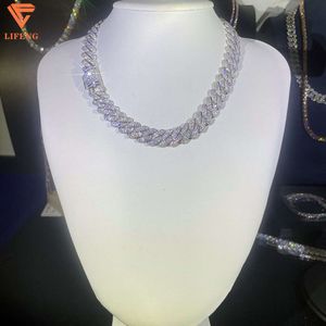 Lifeng Jewelry Luxury Hip Hop 14mm wit goud vergulde Cubaanse linkketen Volledige ijs uit Moissanite Diamond Necklace for Men