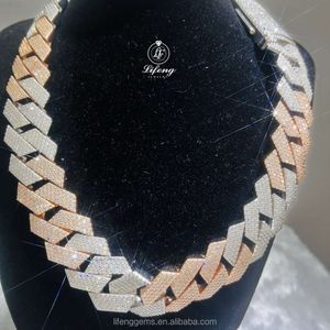 Lifeng Jewelry Moisanite Hip Hop Collier Silver 925 Ice Out Bling 2 Tone Diamond Cuban Link Chain Collier