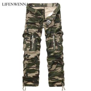 Lifenwenna buena calidad militar camo pantalones de carga hombres camuflaje algodón entrenamiento hombres pantalones primavera otoño 210528