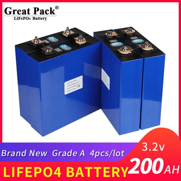 LiFePO4 100% pleine capacité tout nouveau Grade A 4 pièces 3.2V 200AH batterie Rechargeable Cycle profond Lithium Ion batterie portable solaire