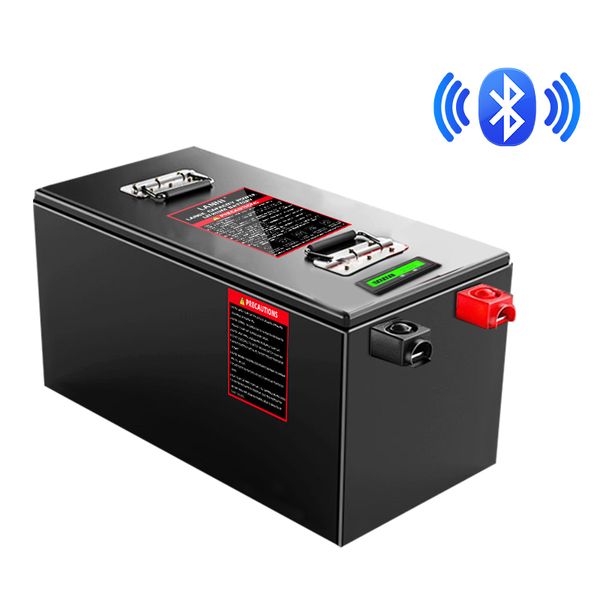 Batterie LiFePO4 12V100Ah Construit en BMS avec Bluetooth pour le stockage de l'énergie solaire Camion de golf Chariot élévateur Système PV domestique Camper voiture bateau machine