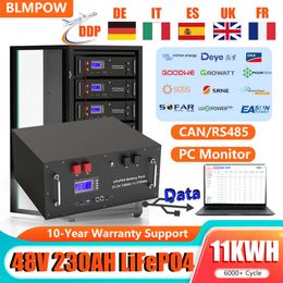 LiFePO4 48V 200AH 230Ah Paquete de batería 51,2 V batería Solar CAN/RS485 32 paralelo 6000+ ciclo Monitor de PC 10 años de garantía Stock de la UE