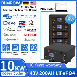 LiFePO4 48V 200AH Paquete de batería 51,2 V 10KW batería Solar de litio 6000 ciclos con 16S 200A BMS Max 32 paralelo para inversor sin impuestos