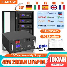 Batterie LiFePO4 48V 50Ah 100AH 200AH CAN/RS485 32 Parellel 2.5KW 5KW 10KW 6000+ Cycle Moniteur PC Garantie 10 ans Stock EU