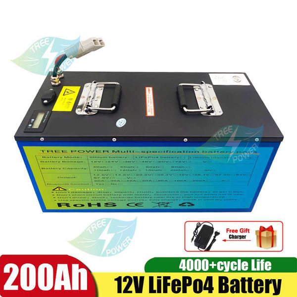 Baterías LiFePo4 para reemplazar los paquetes de sistema de carga solar de 12 V 200 Ah para batería de litio de caravana RV + cargador de 20 A