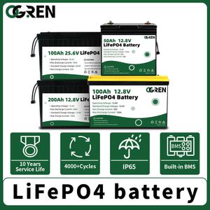 Batterie LifePO4 12V 24V 100Ah 200Ah batterie lithium fer phosphate - BMS intégré pour système d'alimentation solaire RV moteur d'entraînement