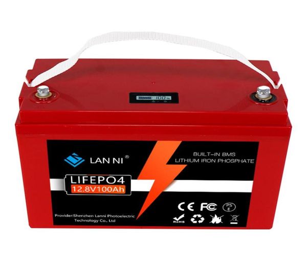 LIFEPO4 Batterie 12V100AH L'affichage BMS intégré peut ajouter un chargeur Bluetooth pour la voiturette de golf chariot élévateur Batterie ondulée automobile Motorcycl5928348