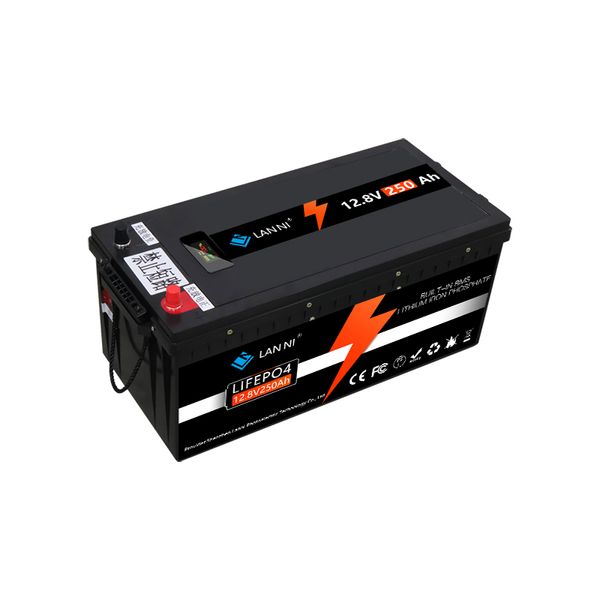 Batterie LiFePO4 12v250ah, affichage BMS intégré, utilisée pour voiturette de golf, chariot élévateur, onduleur, camping-car et énergie solaire