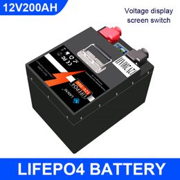 Batterie LiFePO4 avec affichage BMS intégré Bluetooth 12V 200Ah taille acceptable personnalisée, adaptée pour voiturette de golf, photovoltaïque, bateau et camping-car