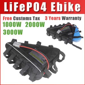 LiFePO4 Triangle Bag 24V 36V 48V 52V 60V 72V Batterie de vélo électrique 4000 fois Cycle de longue durée