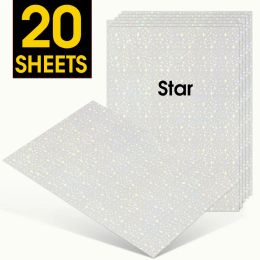 Style de vie 20 feuilles de superposition holographique transparente Laminage froid Vinyle A4 Taille auto-adadhésive Papier d'autocollant en vinyle imperméable