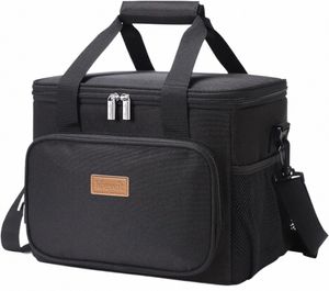 lifewit Grote Lunchtas Geïsoleerde Lunchbox Zachte Koeler Koeltas voor Volwassen Mannen Vrouwen, Zwart 15L 116E #