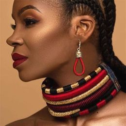 Liffly marque collier boucles d'oreilles multicouche tissé bijoux tour de cou mariée mariage perles africaines ensemble pour les femmes 220812