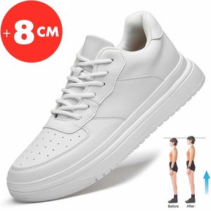 Zapatillas elevadoras para hombre, zapatos con alzas, plantilla para aumento de altura, 8cm, zapatos blancos más altos, moda de ocio, deportes cómodos y transpirables