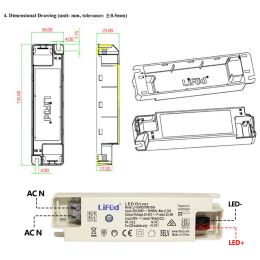 Conductor LED de Lifud 25-42V 800MA 900MA 1000MA 1050MA 1200MA 1300MA 1400MA 1500MA 40-60W LF-GIRXXXXXY LED Transformador de fuente de alimentación