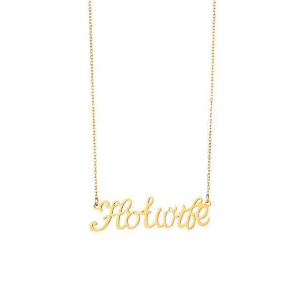 Ligatures Cursive Letter Colliers Hot Wife Pendant Enchanting Fascinant Mot anglais Clicule Choker pour femmes maman femme