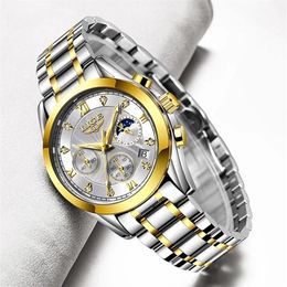 LIGE 2021 Nuovo Orologio D'oro Orologi Da Donna Femminile Orologio Impermeabile Relogio Feminino Signore Creativo Bracciale Da Donna In Acciaio Watche241k