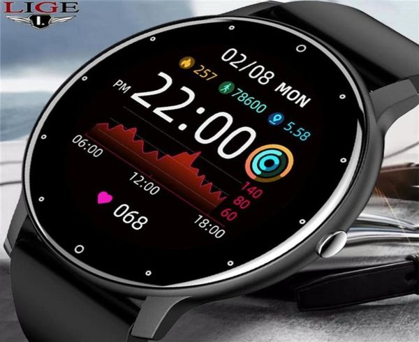 LIGE 2022 Nuevo Smart Watch Men Full Touch Screen Sport Fitness Watch IP67 Bluetooth impermeable para Android IOS Smartwatch Men Box297078982