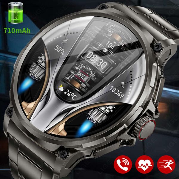 LIGE-reloj inteligente con Batería grande de 710MAH para hombre, pulsera de llamada Bluetooth para deportes al aire libre, rastreador de ritmo cardíaco, regalo 2024