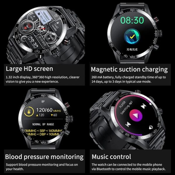 Lige Amoled HD Watch Watch Men Smart Watch Sports Music Preser Presión arterial IP68 Waterproof Smartwatch para Xiaomi Android IOS