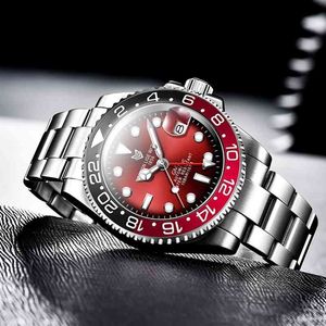 Lige merk mannen automatische horloge waterdichte sport mechanische polshorloge reloj hombre luxe roestvrij staal GMT horloges voor mannen 210527