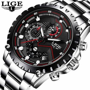 LIGE Marque Hommes Montres De Mode Hommes Sport Étanche Montre À Quartz Homme Plein Acier Militaire Horloge Montres Relogio Masculino CJ191217