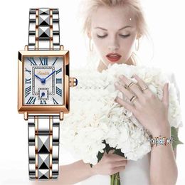 LIGE Merk SunKta Dames Horloges Mode Vierkant Dames Quartz Horloge Armband Set Dial Simple Rose Gold Luxe Dames Horloges 210720