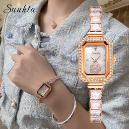 Lige merk Sunkta Women kijkt Sapphire Top Luxury Watch Woman Quartz waterdichte dames polshorloge dames meisjes klok 230605