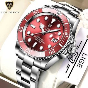 Lige Business Horloge Mannen Automatische Mechanische Klok Mode 316L Staal 100 Waterdichte Horloges Sport Horloge 210527