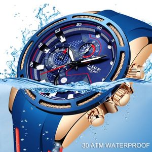 Lige casual sport horloges voor mannen blauwe top militaire waterdichte polshorloge man klok mode chronograaf polshorloge