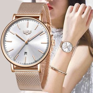 Lige casual vrouwen kijken top merk luxe dames mode eenvoudige roestvrij staal quartz horloges vrouwelijke waterdichte datum polshorloge