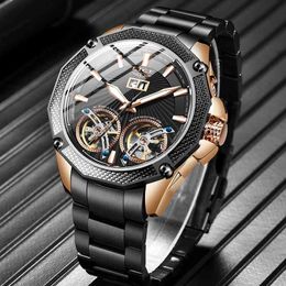LIGE Horloge Hommes Montres Top Marque De Luxe Étanche Montre-Bracelet Hommes Sport Montre Mécanique Reloj Hombre + Boîte 210527