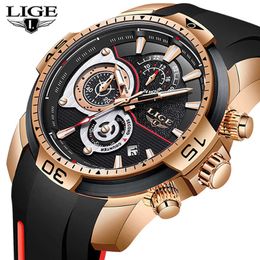 LIGE Fashion Mens Montres Haut Marque Sport de luxe Sport Watches Watches Armée Militaire Montre Mâle Quartz Horloge Relogio Masculino 210527