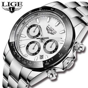 Lige mode heren horloges met roestvrijstalen top merk luxe sport chronograph quartz horloge mannen relogio masculino 210527