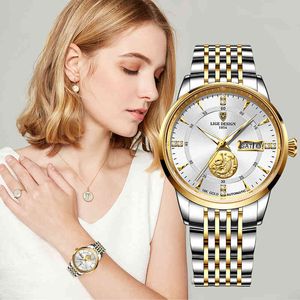 LIGE Luxe Merk Mechanisch Horloge voor Dames Armband Automatisch Horloge Dames Polshorloges Gift Waterdicht Relogio Feminino 210517