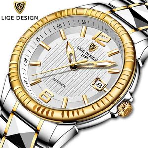 LIGE mechanische horloges voor heren luxe 50m waterdichte wolfraam stalen automatische mannen horloge mode zakelijke klok mannelijke 210527