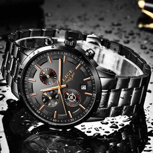 LIGE Hommes Mode Montre De Luxe Hommes Tout Bracelet En Acier Montre À Quartz D'affaires Pour Hommes 'Sport Étanche Horloge Montre Homme 210527