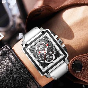 Lige mannen vierkante horloge top merk luxe siliconen waterdicht quartz horloges voor mannen mode mannelijke klok sport polshorloge + doos 210517