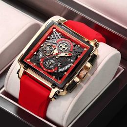 Lige Mannen Horloge Topmerk Luxe Waterdichte Quartz Vierkante Wristwatche Voor Heren Datum Sport Holle Klok Mannelijke Montre Homme 210527