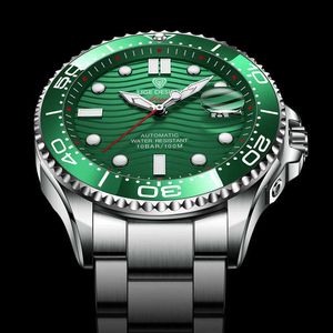 Lige mannen horloges luxe saffier kristal mechanische horloge heren mode 316L staal 100 meter waterdicht automatisch horloge 210527