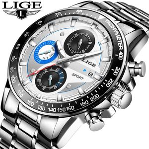 Lige mannen horloges militaire sport waterdicht top luxe merk horloge mannen zakelijke mode volledige stalen horloge relogio masculino + doos 210527