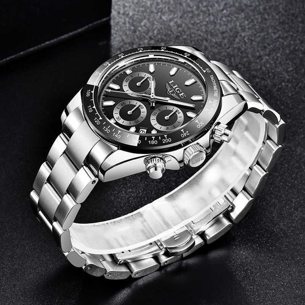 LIGE Hombres Reloj de pulsera Top Brand Luxury Sport Acero inoxidable Relojes impermeables para hombres Moda Fecha automática Reloj de cuarzo Masculino 210527