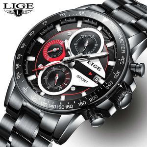 LIGE MENS Horloges Zakenmode Top Luxe Merk Sport Quartz Horloge Mannen Casual Waterdichte Klok Relogio Masculino + Box 210527
