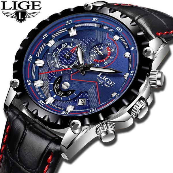 LIGE Hommes Montres Top Marque De Luxe Militaire Sport Montre Hommes Casual mode Étanche Quartz Horloge Relogio Masculino + Boîte 210527