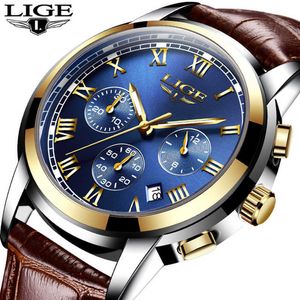 Lige heren horloges top luxe merk mode horloge mannen zakelijke waterdichte casual lederen quartz polshorloge relogio masculino 210527