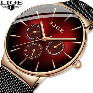 LIGE, nuevos relojes de moda para hombre, relojes de cuarzo de lujo de primeras marcas, reloj de pulsera ultrafino resistente al agua de malla de acero para hombre, reloj deportivo 21279A