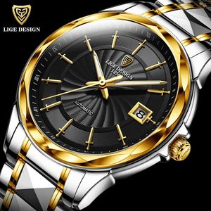 Lige Nieuwe High-End Luxury Heren Horloges Automatische Mechanische Tungsten Staal Saffier Glas 50 M Waterdichte Horloge Relogio Masculino Q0524