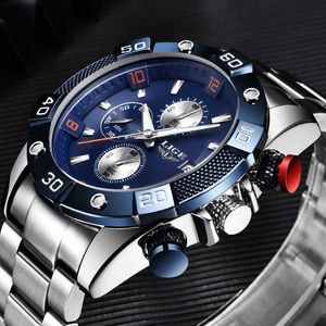 LIGE QUARTZ Horloges voor Mens Topmerk Luxe Klok Mannelijke Roestvrijstalen Waterdichte Sport Chronograaf Relogio Masculino 210527